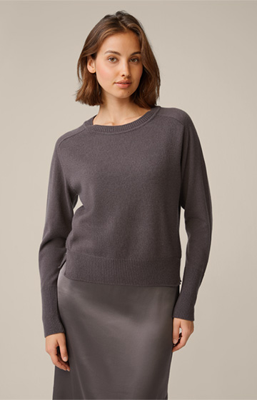 Cashmere-Rundhals-Pullover in Taupe