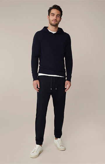 Nollo Jersey Trousers in Jogger-style with Ankle Cuffs in Navy