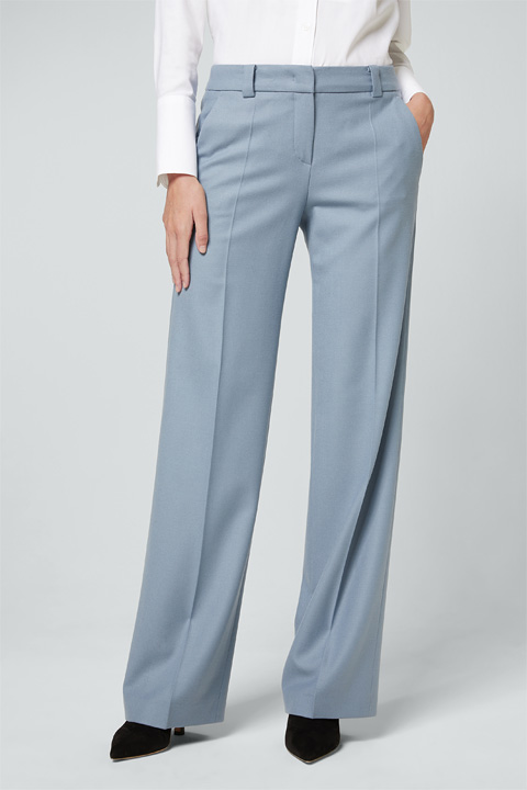 Smart Luxury Flanel-Stretch-Marlene-Hose in Eisblau