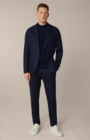 Floro Cashmere Modular Trousers with Pleats in Navy
