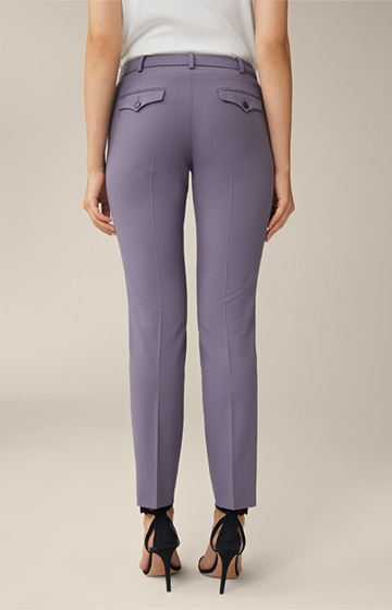 Virgin Wool Stretch Suit Trousers in Mauve