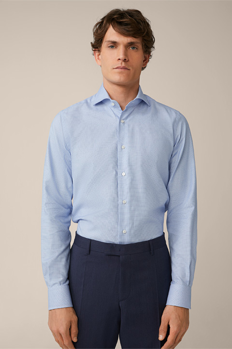 Chemise en coton Trivo à carreaux bleu et blanc