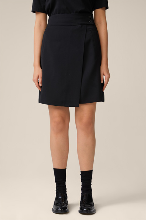 Wool Crêpe Boot Skirt in Black