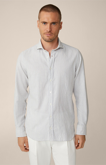 Chemise en coton Lano, en bleu et blanc à rayures