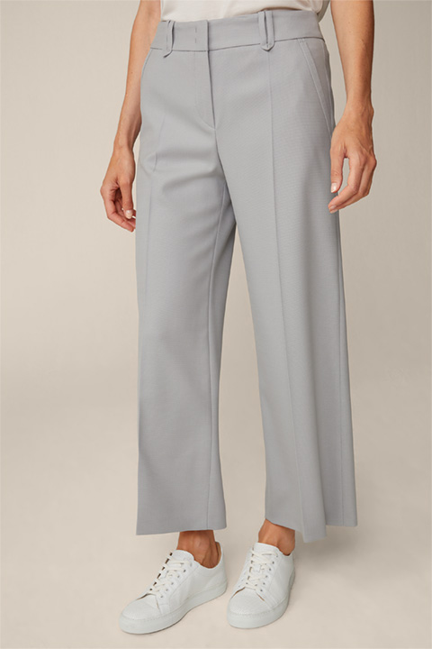 Virgin wool cropped Palazzo trousers in Grey