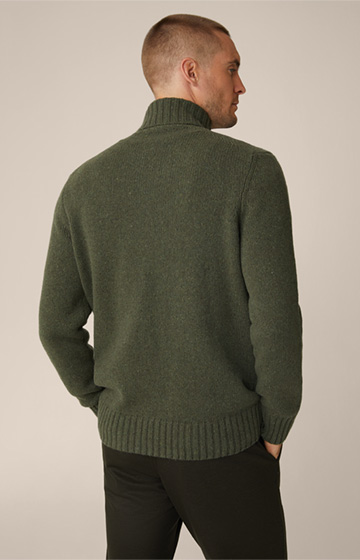 Ecosio Cashmere Roll Neck Pullover in Green