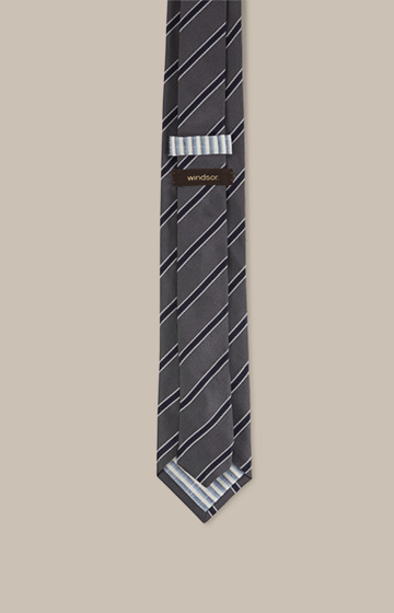 Cravate en soie bleu marine à rayures