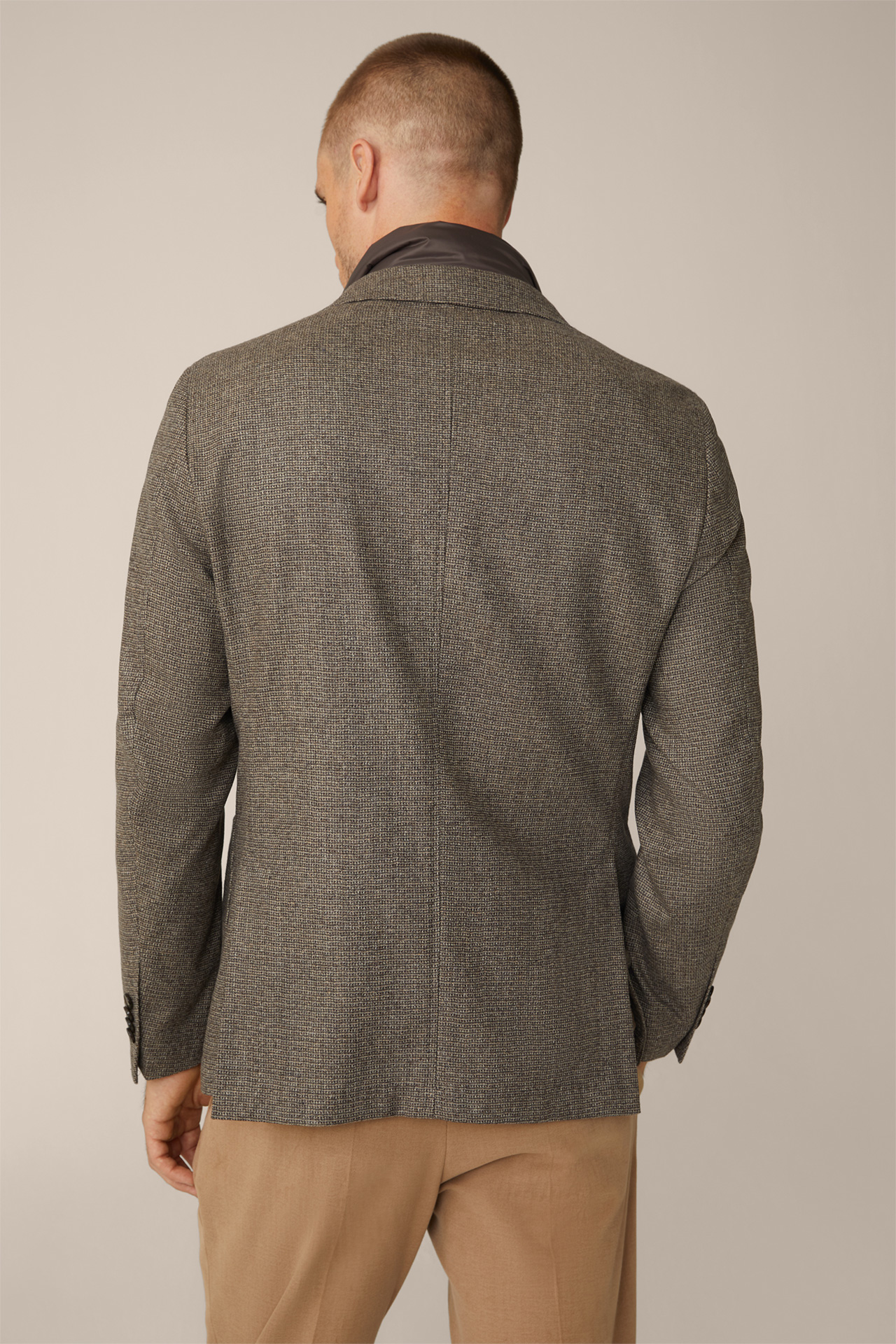 Trieste Wool Blend Jacket with Cashmere and Inlay in a Brown Pattern
