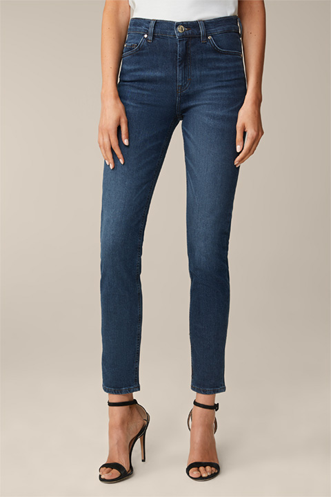 Slim Fit Denim Trousers in a Blue Washed Look