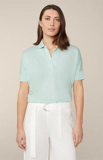Tencel-Baumwoll-Shirt im Polo-Stil in Mintgrün