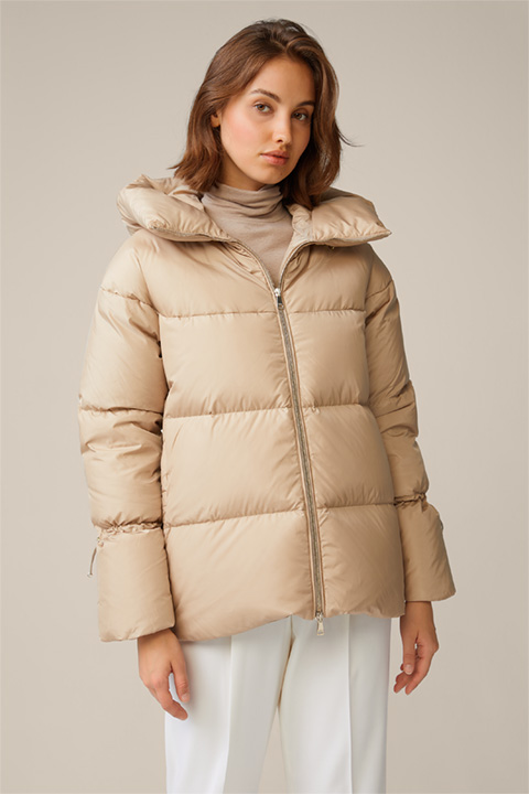 Down Quilted Jacket in Beige