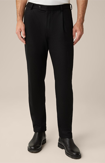 Floro Cashmere Modular Trousers with Pleats in Black