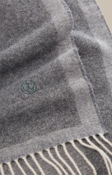 Virgin Wool Cashmere Scarf in Mottled Grey