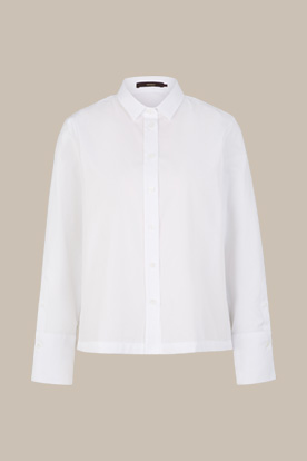 Popeline-Baumwoll-Hemd-Bluse in Weiß