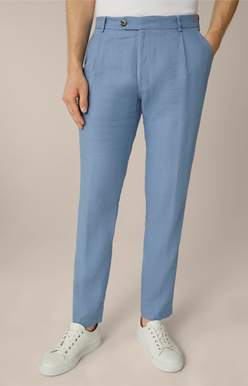 Floro Linen Mix Modular Trousers in Blue