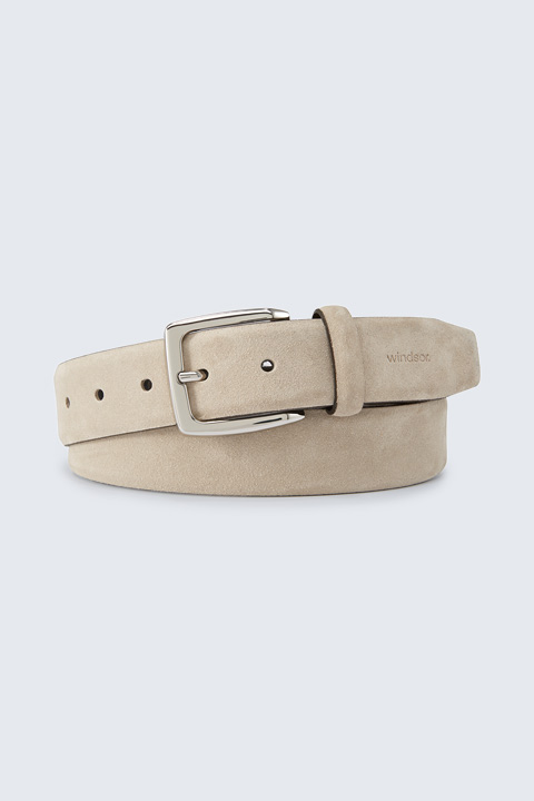 Veloursleder-Gürtel in Beige