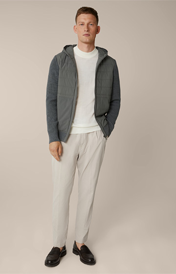 Nelio Wool Blend Hooded Jacket with Quilting in Anthracite