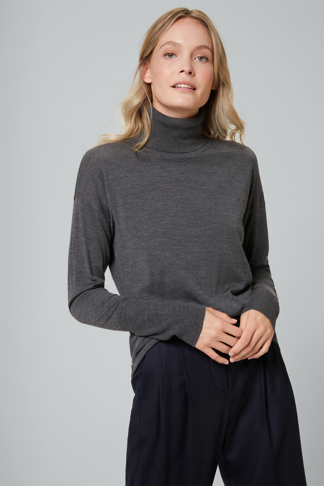 Merino Rollkragen Pullover In Anthrazit Im Windsor Online Store