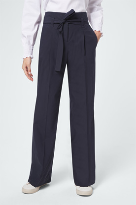 Popeline-Marlene-Hose mit Gürtel in Navy