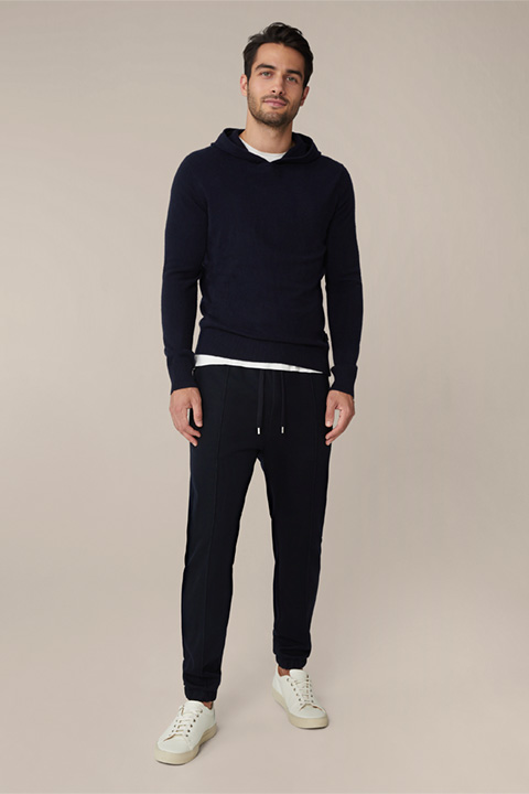 Nollo Jersey Trousers in Jogger-style with Ankle Cuffs in Navy