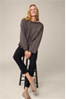 Pullover with Boat Neck in Navy/Taupe Pattern