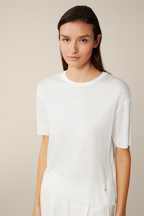 Tencel-Baumwoll-T-Shirt in Weiß