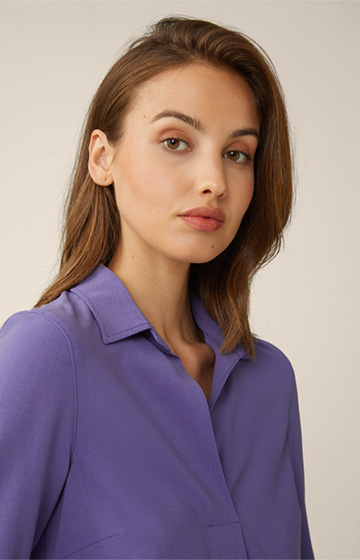 Wool Crêpe Shirt-style Blouse in Purple