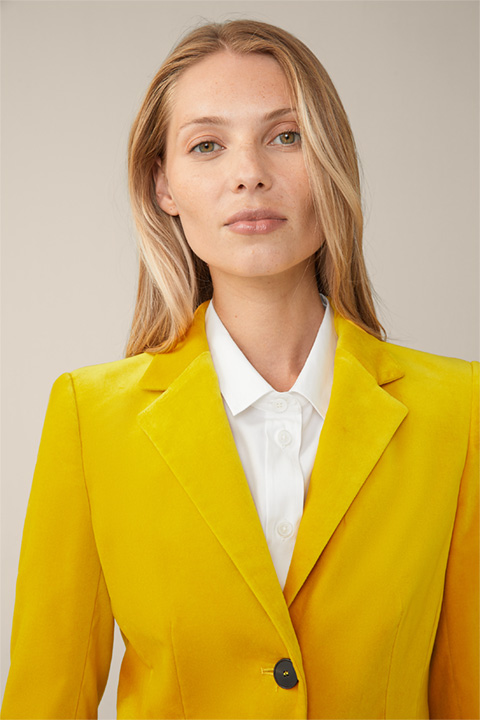 Velvet Blazer in Yellow