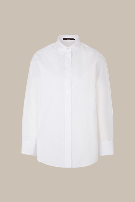 Poplin Cotton Shirt-style Blouse in White