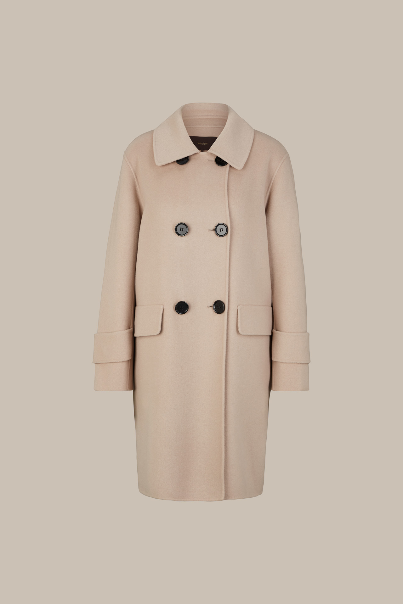 Manteau en laine mélangée, à double rangée de boutons, en gris à motif -  sur la boutique en ligne de windsor.