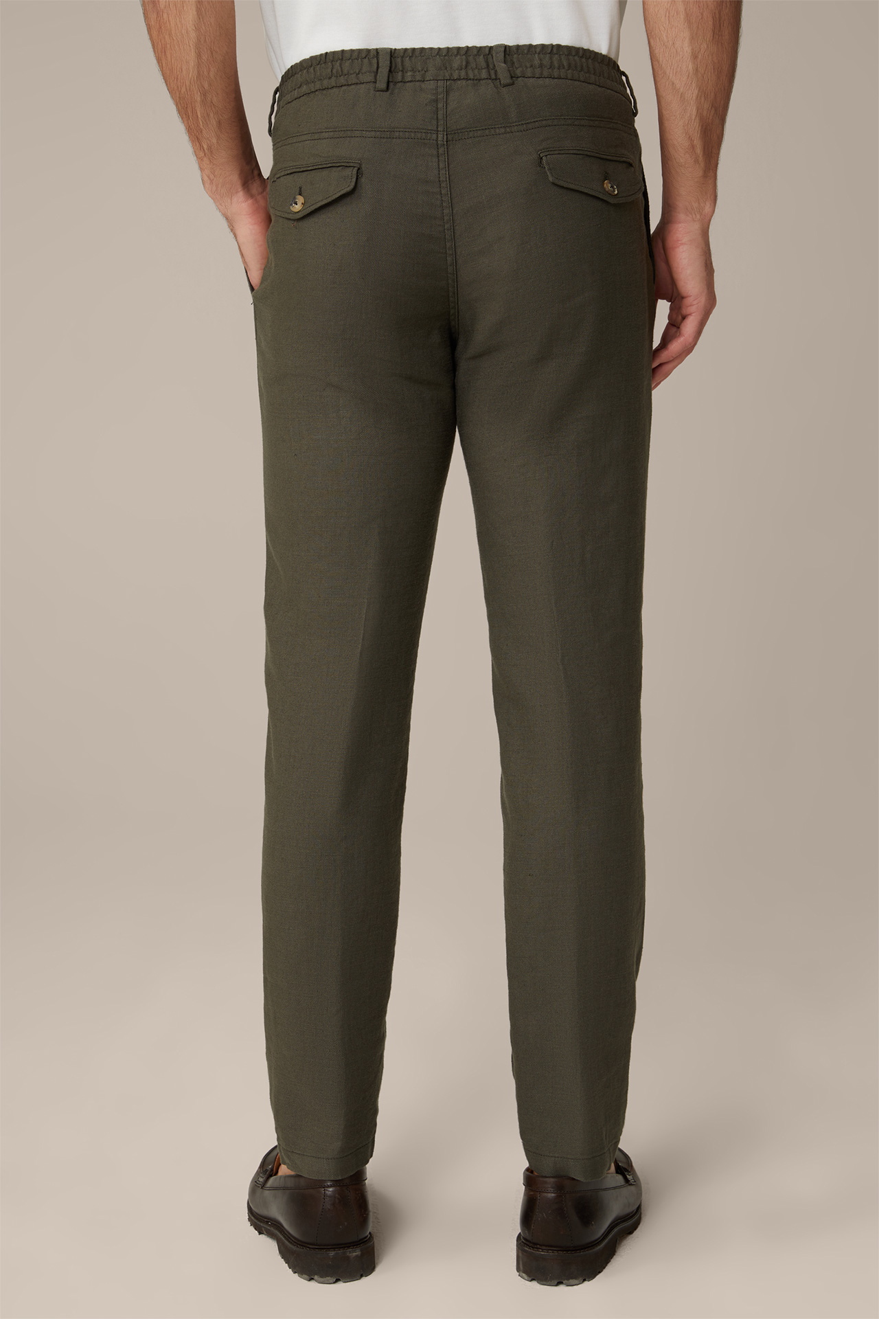 Floro Linen Mix Modular Trousers in Olive