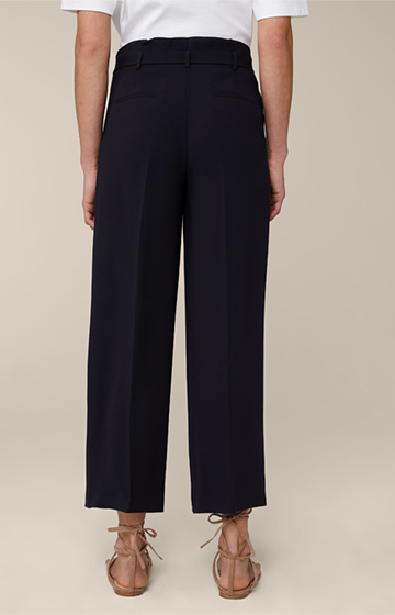 Crêpe Culottes with Belt in Navy