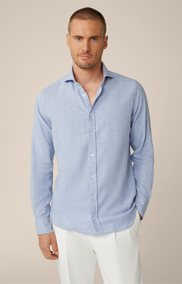 Lano Cotton Shirt in Flecked Light Blue