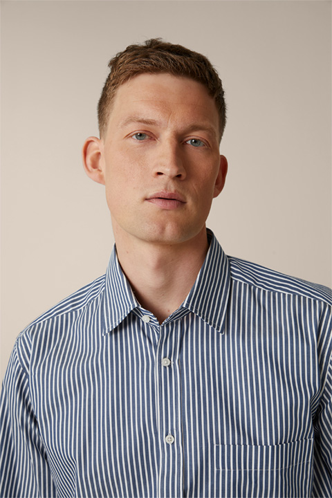 Oleandro Cotton Shirt in Navy and White Stripes