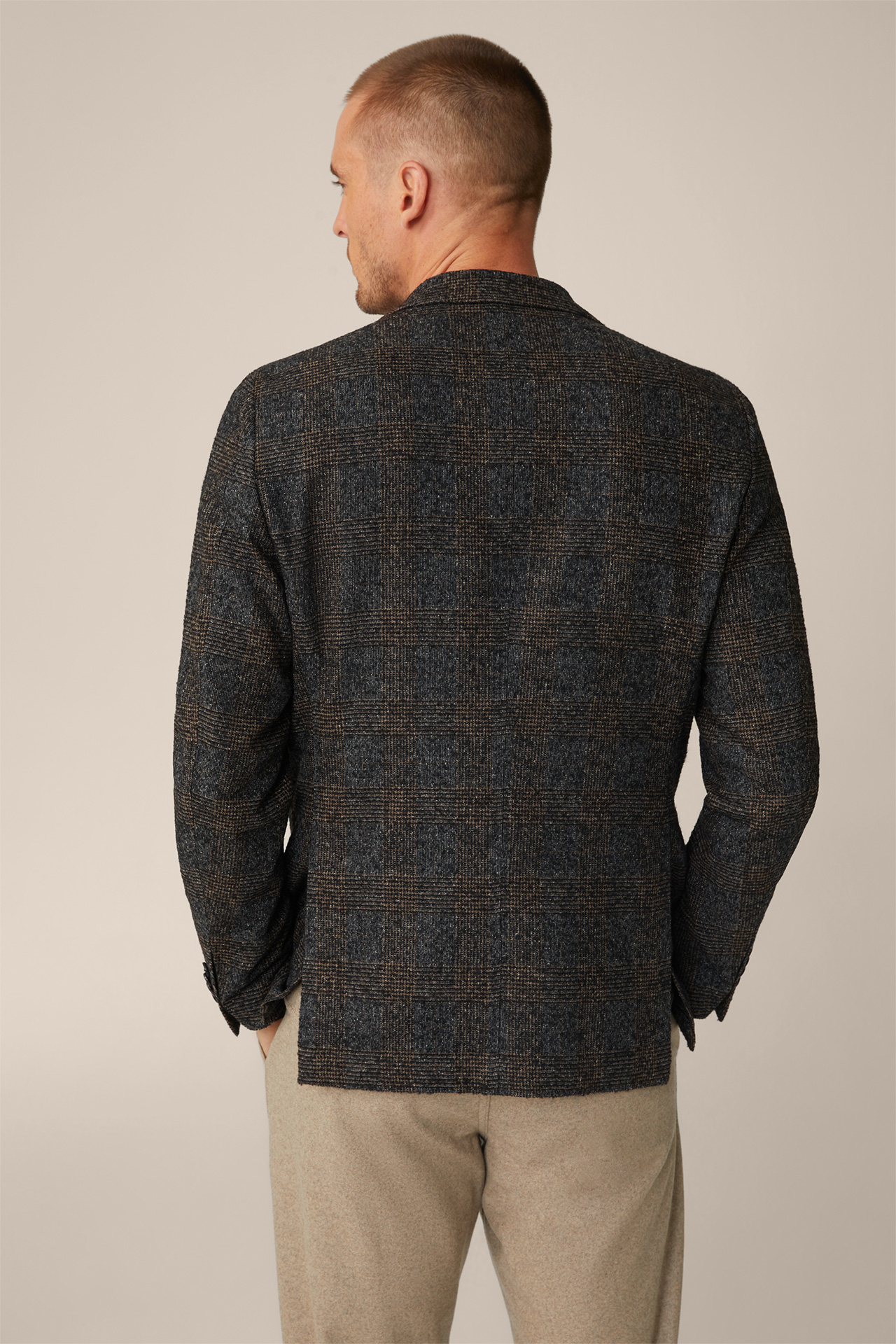 Giro Wool Blend Jacket with Silk in a Black and Brown Pattern