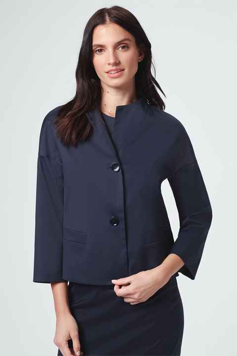Baumwollstretch-Kurzblazer in Navy