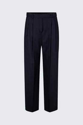 Flanell-Marlene-Hose mit Bundfalten in Navy