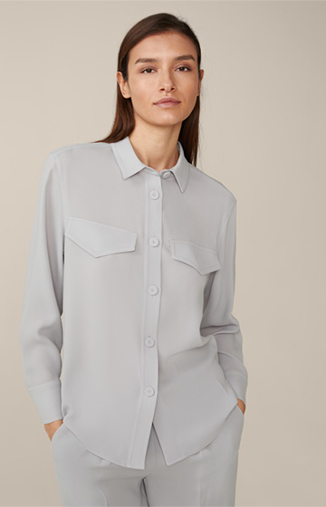 Crêpe Shirt-style Blouse in Grey