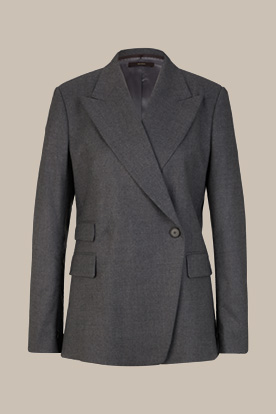 Flanell-Doppelreiher-Blazer in Grau meliert