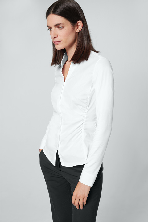 Baumwoll-Stretch-Bluse in Weiß