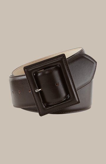 Wide Nappa Leather Belt in Dark Brown