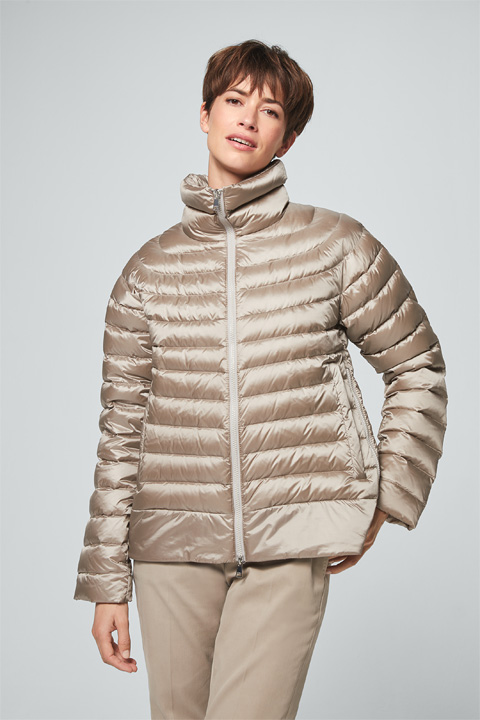 Daunen-Steppjacke in Dark Beige Metallic