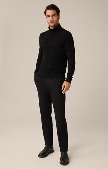 Floro Cashmere Modular Trousers with Pleats in Black