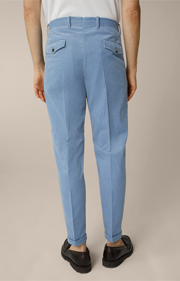 Sapo Fine Cord Modular Trousers with Pleats in the front in Blue