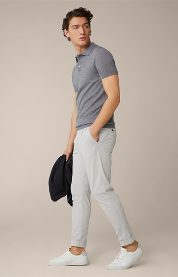 Virgin Wool Knitted Polo Shirt with Silk and Cashmere in Grey